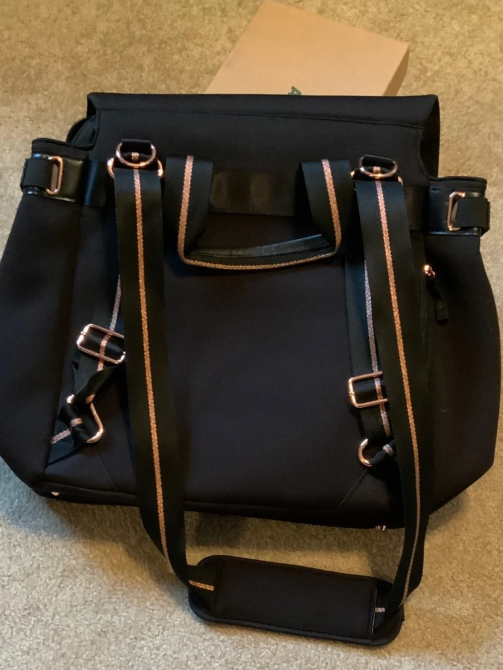 Storksak Black Baby Changing Bag with Contrast Strap